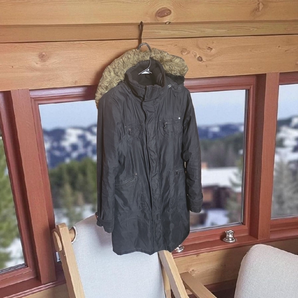TNA Black Parka with Fur Hood